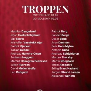 挪威队世预赛大名单：哈兰德&amp;amp;厄德高领衔，瑟洛特、努萨在列